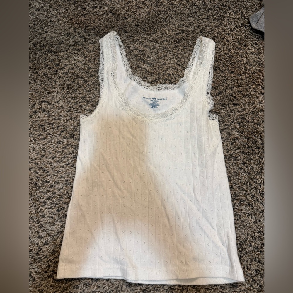 White Lace Trim Tank Top